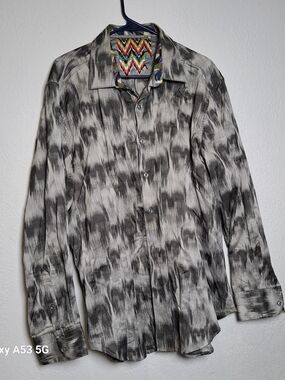 Robert Graham Black & Gray Abstract Pattern Button-Up Shirt Jacket